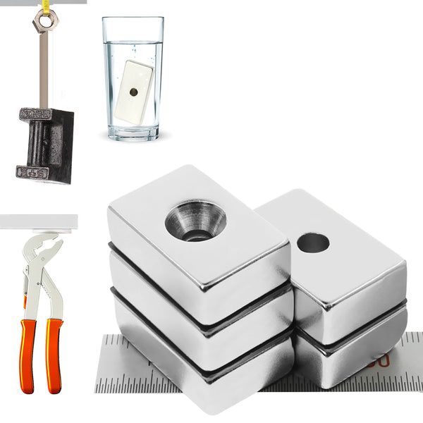 N52 Cuboid Magnet with Hole 5pcs