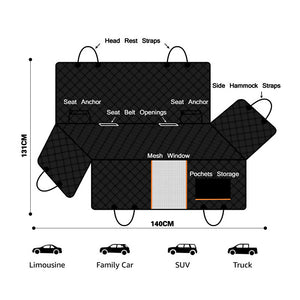 Pet Back Car Seat Cover - Zipper Back