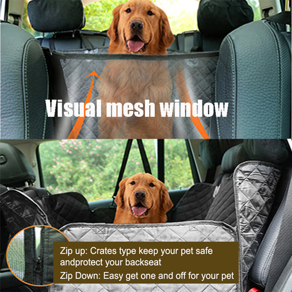 Pet Back Car Seat Coverr - Mesh window zipper