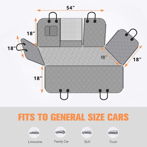 Pet Back Car Seat Coverr - Mesh window zipper