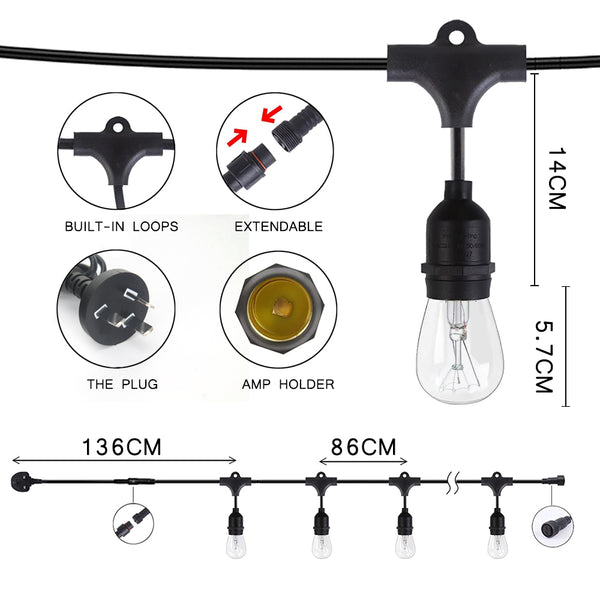 E27 String Lights 10M 10 LED Festivals