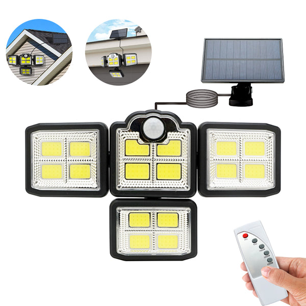 4 Heads 198 COB Solar Sensor Light