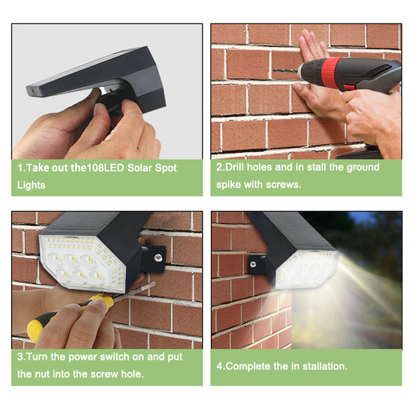 108LED Solar Garden Spot Light