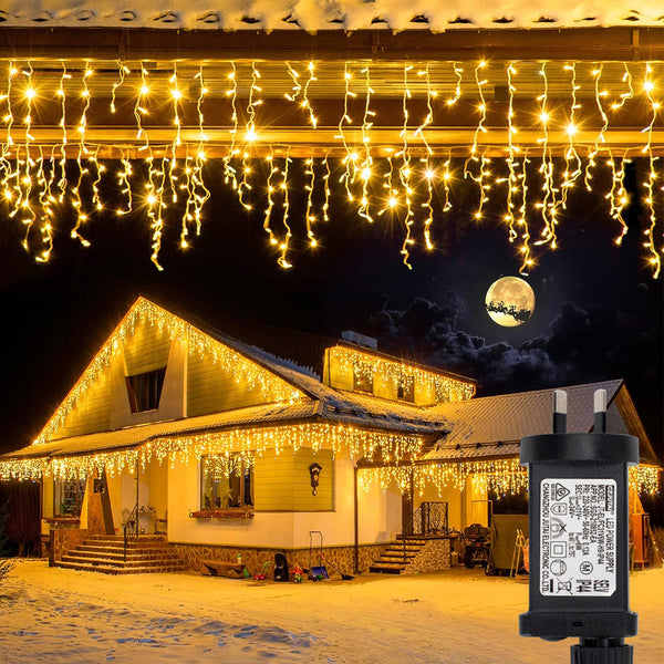 Warm White 400 LED Icicle String Lights Festivals