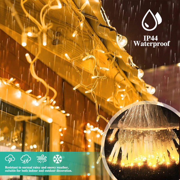 Warm White 400 LED Icicle String Lights Festivals