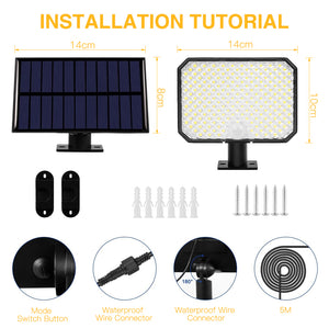 190 LED Solar Sensor Wall Split Light