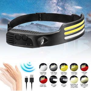 LED Motion Sensor Headlamp White Yellow Red Light
