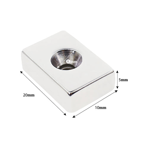 N52 Cuboid Magnet with Hole 5pcs