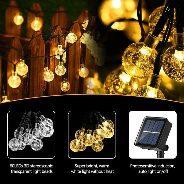 Warm White Solar Globe String Lights Festivals